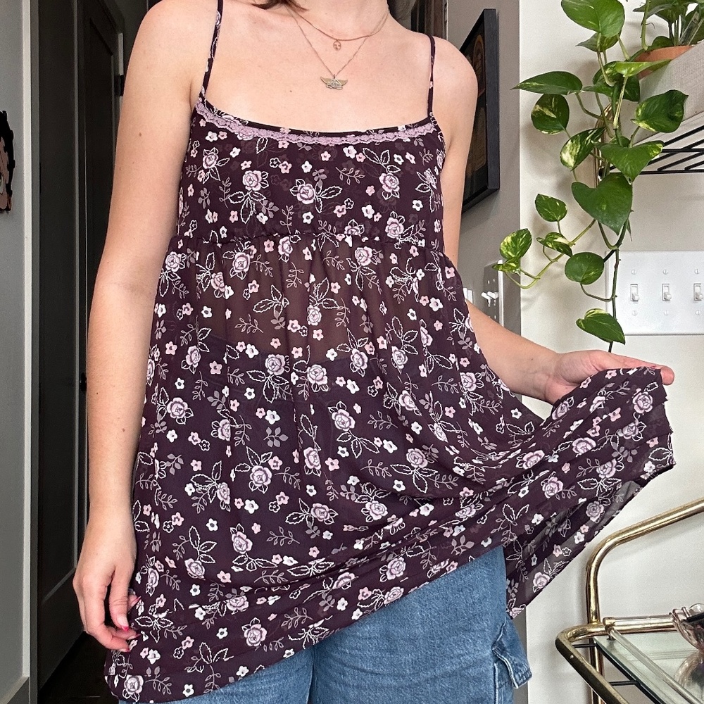 🖤 Y2k Purple Floral Victoria's Secret Cami 💗 Size S